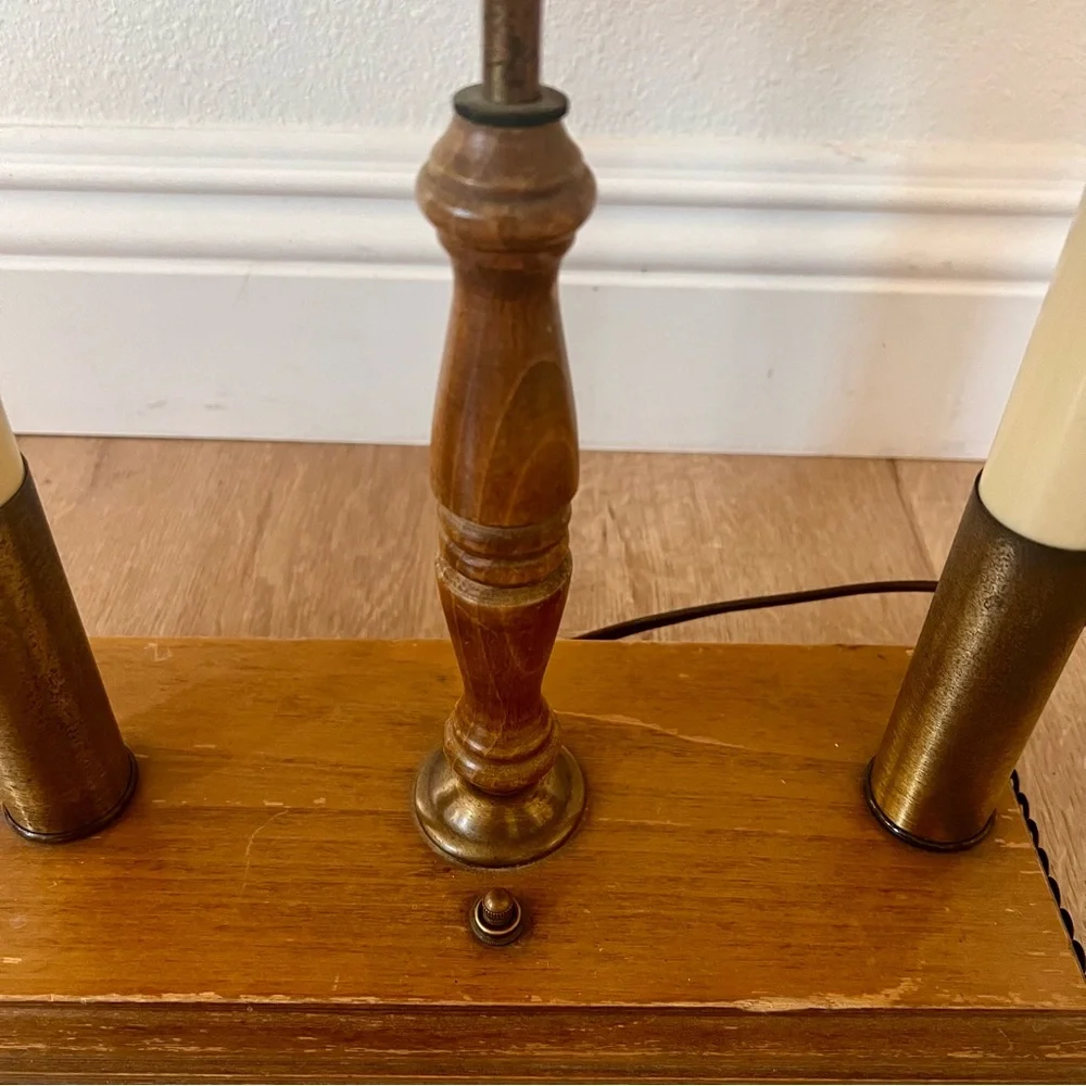 RARE Vtg Mid Century‎ Hollywood Regency Feldman Co Label Brass Shades Table Lamp